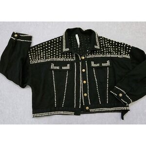 Salt Salt Studded Black Denim Jacket Size L